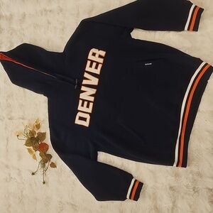 Renegade DENVER Navy Blue Hoodie with Orange Lining Mens M Spell Out Broncos EUC